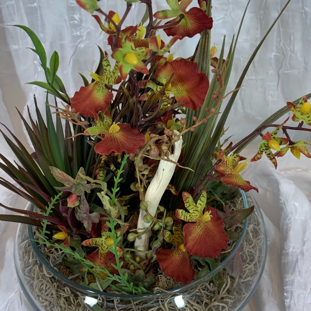Dancing Orchid Dish Garden Boutique Style Custom Design Silk Flower Arrangement